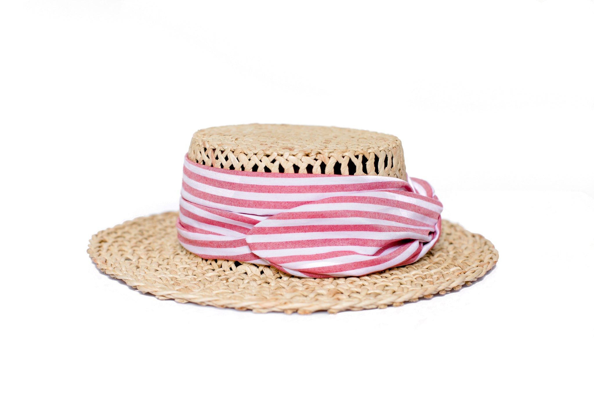 Designer Straw Red Strips Hat
