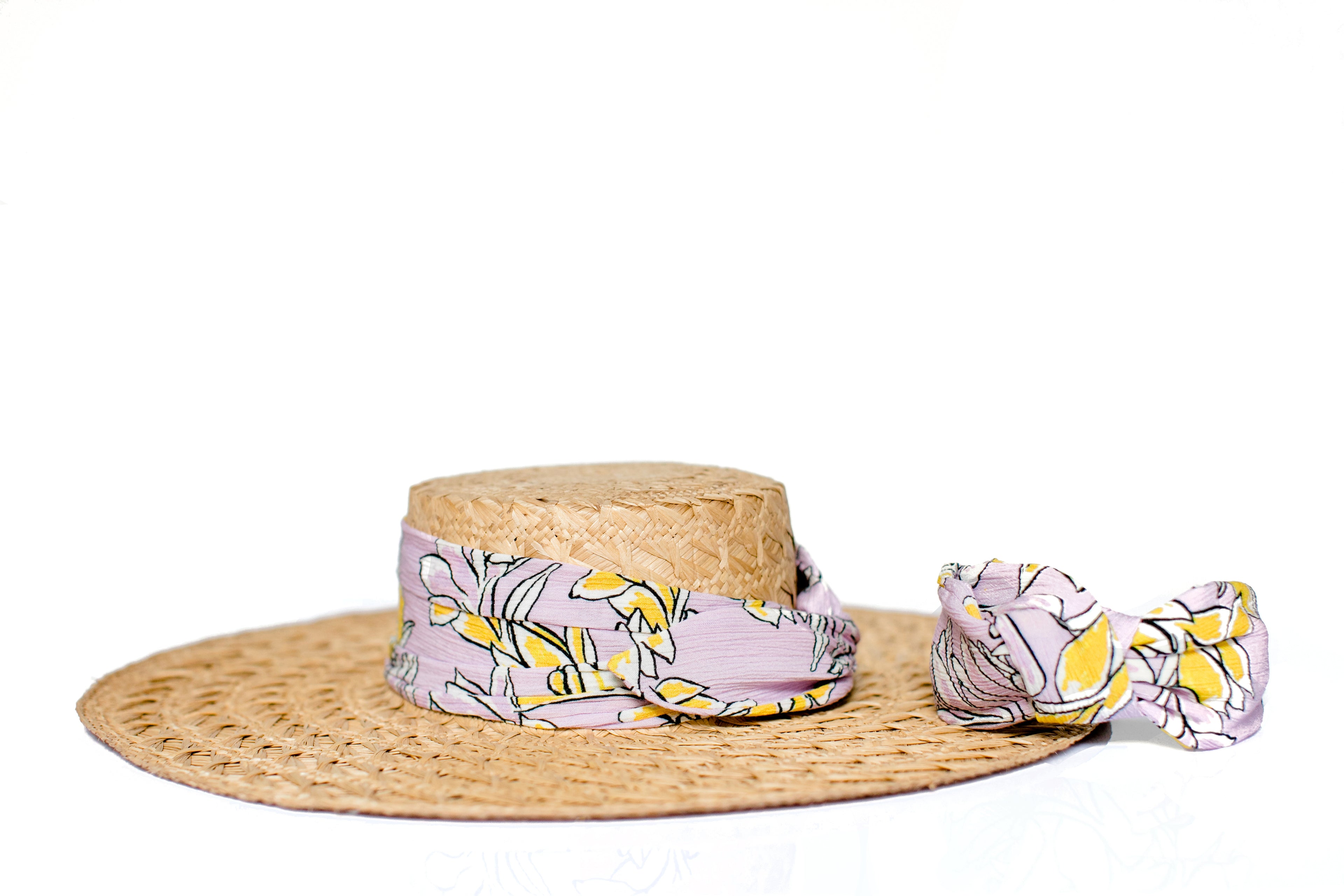 Designer Straw Pink Pattern Hat