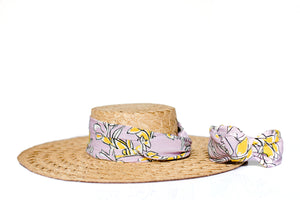 Designer Straw Pink Pattern Hat