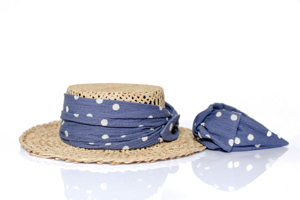 Designer Headband Blue Polka Dots