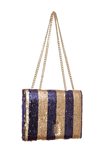 Designer Fancy Note Bag Gold-Purple Mirror