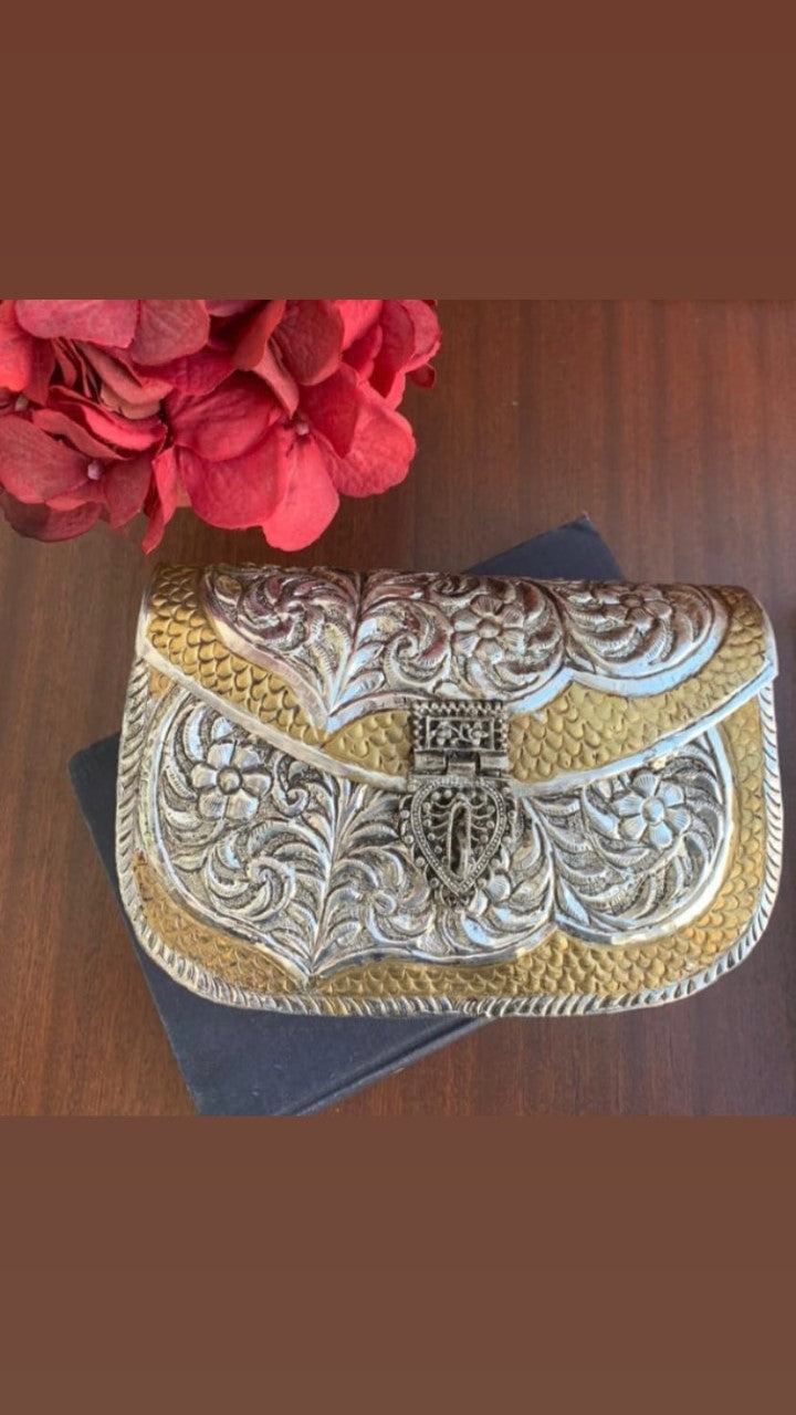 Silver Gold Designer Metal Clutch Bag